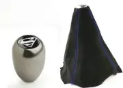 TYER R GUNMEAL MANUAL STICK SHIFT SUPERMAN SHIFT KNOB + BLUE STITCH SUEDE BOOT (for: Honda Civic)