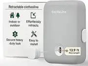 GorillaLine - Retractable Clothesline Indoor Outdoor Clothes Line | Heavy Duty Clothes Drying Laundry Line | Wall Mounted Drying Rack Clothing Line | Retracting Hanging | Lock to Prevent Sagging Gray