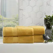 4pc Renee Taylor Stella Bath Sheet/Towel 160cm Soft Bamboo Cotton 650GSM Mustard