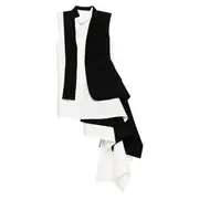 [sacai] Wool Melton X Double-Faced Silk Dress