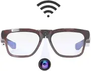 64GB WiFi Video Glasses,Streaming Videos & Photos from Glasses to App with Ultra Full HD Camera and Blue Light Blocking Lens