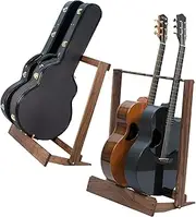 String Swing Multiple Guitar Floor Stand and Case Rack For Acoustic and Electric Guitars– Hand Welded Steel and Hardwood Made in the USA – Walnut – CC34-29-BW