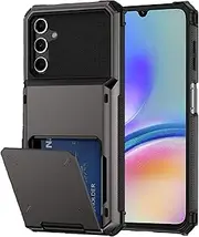 [rojarou] for Samsung A05s Case with Card Holder[Store 5 Cards] Wallet Case, Samsung Galaxy A05s Case with Hidden Card Slot Heavy Dual Layer Shockproof Protective Cover Phone Case for Samsung A05s,Grey