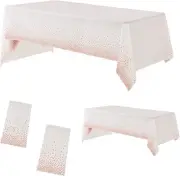 2 Pack Rose Gold Plastic Table Clothes for Rectangle Tables 54" x 108" Party Tab