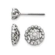 14K White Gold Small Flower and Jacket Diamond Post Earrings