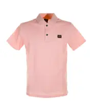Logo patch polo shirt M Pink