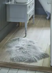 Eco Tanned Light Grey Tibetan Sheepskin Super Soft Airy Feel Luxury Hide Floor