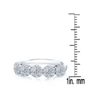 Diamond Cluster 5 Stone Band 14K White Gold Ring 0.60CT Round Cut Anniversary