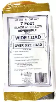 JJ Keller 494-R 7 ft Reversible Wide/Over Size Load Sign Black And Yellow Vinyl