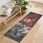 QGBYMX Washable Runner Rug Wolf Woman Hat 2’ x 6’ Non Slip Kitchen Runner Rug for Hallways Entryway Patio Living Room Floor Carpet Runner- Soft Thin Mat for Family Pet