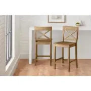StyleWell Bar Stools 18"W Wood High Back Foot Rest High Back Without Arms Beige