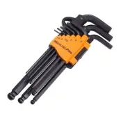 MP001048 Ball End Hex Key Set, 9pc Allen Wrench Set in Metric, Comes with a C...