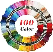 Embroidery Floss Friendship Bracelet String 100 Skeins Cross Stitch Threads with DMC Color Numbers, 6 Strands 8.75 Yard