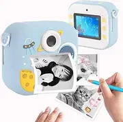 Instant Print Camera for Kids, 48MP 1080P Dual HD Selfie Instant Cameras with 8X Digital Zoom, 2.4 in Screen Compact Portable Photo Cameras for Toddler with Multiple Filters,