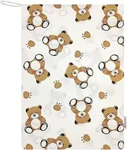 Nursery Bag for Boys and Girls for Changing Clothes, Nursery Nest Bag, 100% Cotton, 46 x 60 cm, Plush Bear, Sacchetto Asilo 46 x 60, Cartoon