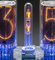 Glass Column 65mm with 2 NE-2H Neon Lamps+Holder for IN-18 Z5660M Nixie Clocks