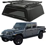 ATATNK 4x4 Pickup Rear Hard Topper Offroad Hardtop with Brake Light Canopy Hard Tri Fold Tonneau Cover Hardtop Truck Topper Compatible for Jeep Gladiator