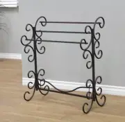 Black Metal Quilt Rack Stand Blanket Towel Storage Display Scroll Hanger Holder