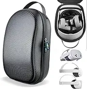 sarlar Hard Carrying Case Compatible with Oculus Meta Meta Quest 3S/Quest 3/Quest 2, Carbon Fiber, Fixed Protection for VR Headset Controller and Official Head Strap Accessories, Travel and Storage