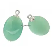 2 Amazonite In Sterling Silver Oval Dangle Charm Earring Pendant Beads #98137