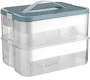 2-Tier Stackable Toys Storage Box, Toy Organizer Bins with Compartments, Storage Containers for Building Blocks Parts, Puzzles, Small Items, Crafts, Jewelry, Hardware (Blue)