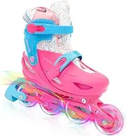 Besketo Adjustable Size Inline Skates for Girls Youth Beginner Outdoor PP Hard Shell Fun Inline Skate