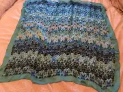 Missoni Scarf 90 x 90 Blue green zig zag 100% Silk