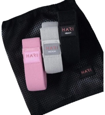 Hari Living Set of 3 Fabric Resistance Body Bands - Long Stretchy Resistance Ban