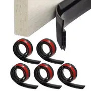 5 Pcs Silicone Door Draft Stopper Door Weather Stripping Door Sweep, Black