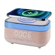 Bluetooth Speaker with Wireless Charging Dual Alarm Clock,3 Levels Brightness