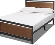Royal Sleep King Bed Frame - Iron Frame with Wood Headboard, Footboard, and Slats - Bedroom Furniture - Metal Base + Platform & Wooden Board Sets - No Box Spring Necessary - Modern Bedframe