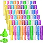 Aufondof 100Pcs Popsicle Bags, 11x2 Disposable Ice Popsicle Mold Bags for DIY Ice Pops, Yogurt, Juice & Fruit Smoothies Ice Pop Pouch with Silicone Funnel