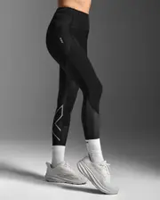 Aero Mesh Hi-Rise Compression Tights, 2XU, XS, Black/Silver Reflective, Female