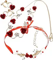 [ROMISBABA] 1 Set Elegant Wedding Bride Jewelry Rhinestone Necklace Earrings Wrist Flower for Brides Special Occasions Aesthetic Embellishments for Glamorous Look