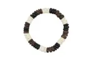 Coconut Shell Bracelet - 7",Brown Black & Beige Coconut (Thick), Hawaiian Surfer