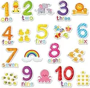 Whaline 40Pcs Number Thick Gel Clings Cute Animals Numbers 1-10 Window Gel Decals Colorful Word Spelling Window Clings for Early Education Learning Home Classroom Nursery Decor