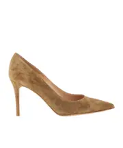 Gianvito Rossi Pointed-Toe Heeled Pumps 40 camel