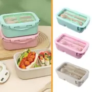 Bento Boxes Bento Box Japanese Lunch Box 3-in-1 Compartment US Straw Wheat D9C7