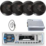 Pyle PLMRB29W 1-DIN Bluetooth MP3 Radio, 4x 6.5" 150W Max Speakers, Amplifier