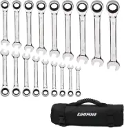 18pc Metric Ratchet Wrench Set - Chrome Vanadium with Roll-Up Storage Bag