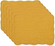 DII Quilted Farmhouse Collection Tabletop, Placemat Set, Honey Gold, 6 Piece