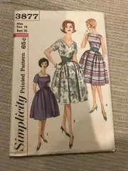 Simplicity 1960s Sewing Pattern 3877 Vintage, Size 14, Dress & Cummerbund