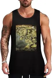 [NQHJT] Men Tank Tops Middle Earth Map Sleeveless T Shirts for Men's Fitness Quick Dry Gym Tank Top for Men