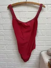 Miraclesuit NWT Red With White And Black Trim One Piece Swimsuit Size 14