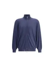 Brunello Cucinelli Zip-Up Cardigan Classic Style Men Blue Sweaters