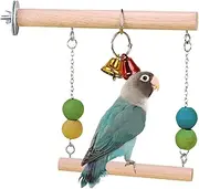 Bird Swing Toys | Funny Natural Wooden Parrot Perch with Bell,Bird Play Gym, Natural Swing Toys for Cockatiel, Conure, Parakeet