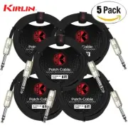 5-PACK Kirlin 6FT 1/4" TRS Plug to Same 20AWG Stereo Patch Cable AP-209 PR-06