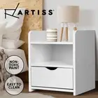 Artiss Bedside Table Drawers Side Table Storage Cabinet Nightstand White FARA