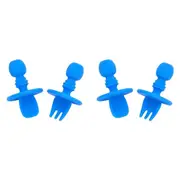 4pc Annabel Trends Silicone Little Spoon & Fork Baby/Toddler Feeding Tools Blue