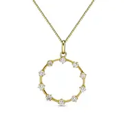 0.25 CT. T.W. Natural Diamond Ten Stone Station Circle Pendant in 10K Yellow Gold